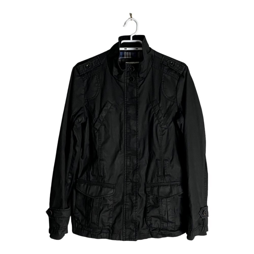 Esprit Women's Black Plaid Lined Full Zip Lightweight Jacket